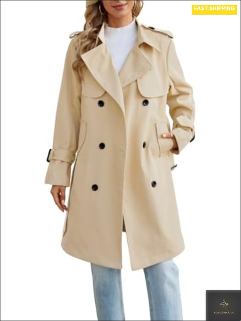 Women's Double Breasted Trench Coat with Belt